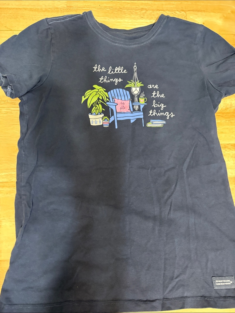 Life Is Good Navy Short Sleeve Tee with Chair & Plant Graphic